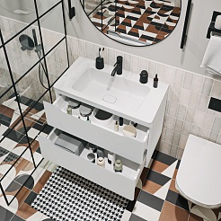 Vivon Тумба с раковиной Shelly 80 подвесная белая матовая – фотография-13